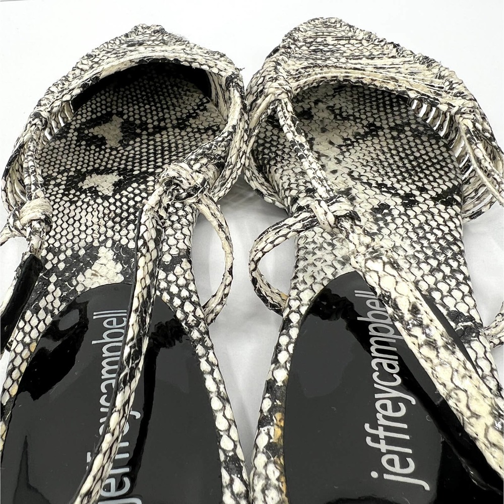 JEFFREY CAMPBELL Shoes Women 7.5 Black Snake Myron Slingback Flat Pointy Leather - Picture 8 of 10